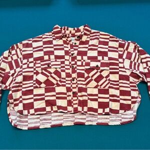 Caleb Red Cropped Button-Up Shirt